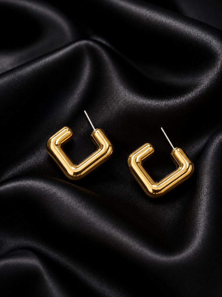 Gilded Square Hoops